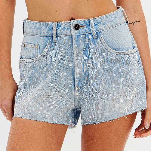 Short Jeans Easy Lança Perfume High Shine Ve26 Azul Feminino