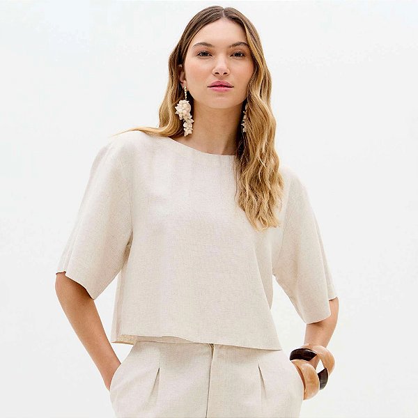 Blusa Lança Perfume Mc Linho Ve26 Off White Feminino
