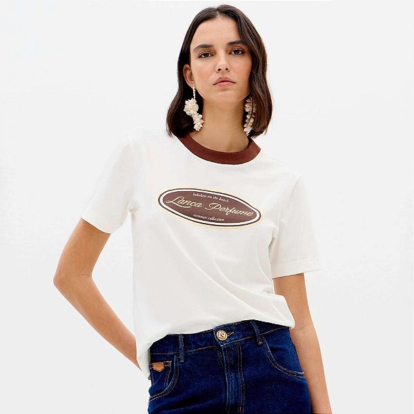 Camiseta Lança Perfume Name Ve26 Off White Feminino