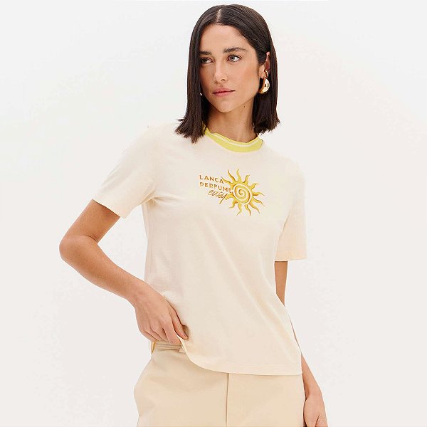 Camiseta Easy Lança Perfume Manga Curta Ve26 Bege Feminino