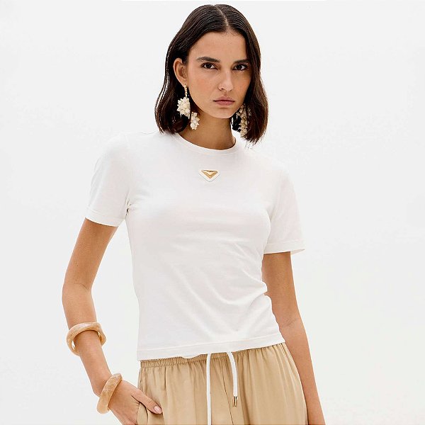 Camiseta Lança Perfume Baby Look Ve26 Off White Feminino