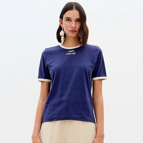 Camiseta Lança Perfume Manga Curta Ve26 Azul Feminino