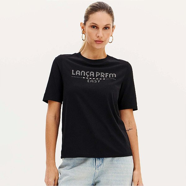 Camiseta Easy Lança Perfume Manga Curta Ve26 Preto Feminino