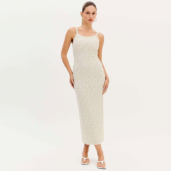 Vestido Super Midi Easy Lança Perfume Alc Ve26 Bege Feminino