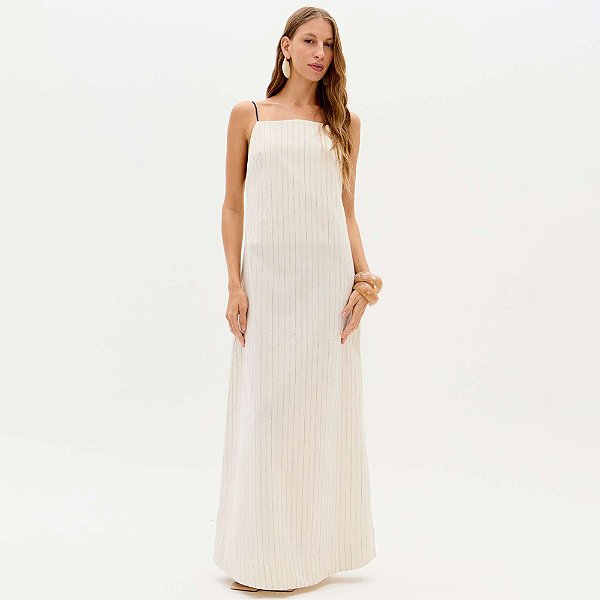 Vestido Super Midi Lança Perfume Ret Ve26 Off White Feminino