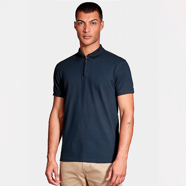Camisa Polo Aramis Piquet Zip Pr26 Marinho Masculino
