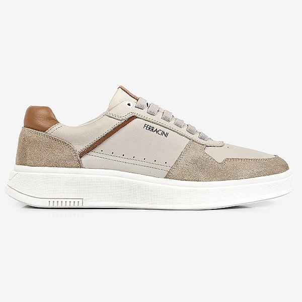 Sapatênis de Couro Ferracini Logan 9316-678D Bege Masculino