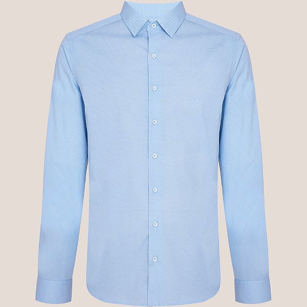 Camisa Dudalina Milano Miniprint Ve26 Azul Masculino