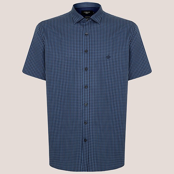 Camisa Dudalina Comfort Xadrez Pr26 Azul Escuro Masculino