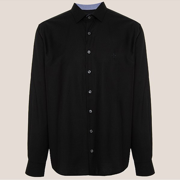 Camisa Dudalina Comfort Trico Lisa Ve26 Preto Masculino