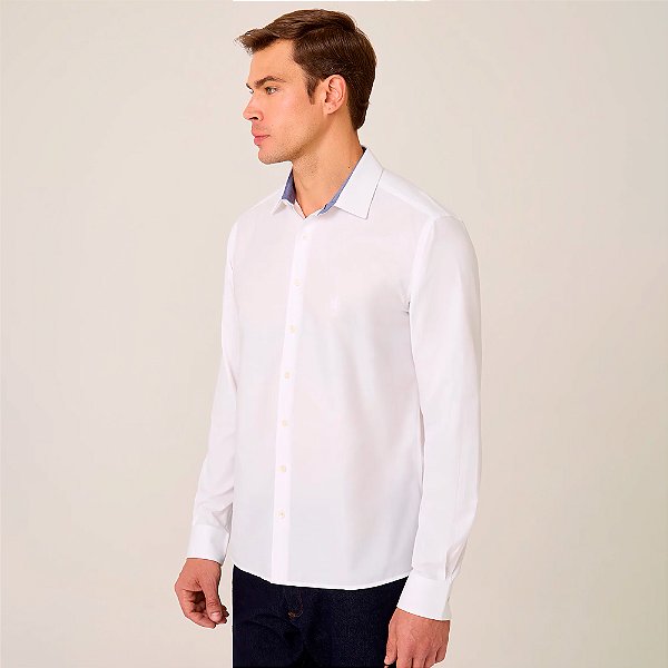 Camisa Slim Dudalina Trico Lisa Ve26 Branco Masculino