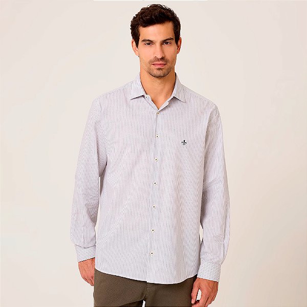 Camisa Dudalina Comfort Listrada Ve26 Preto Masculino