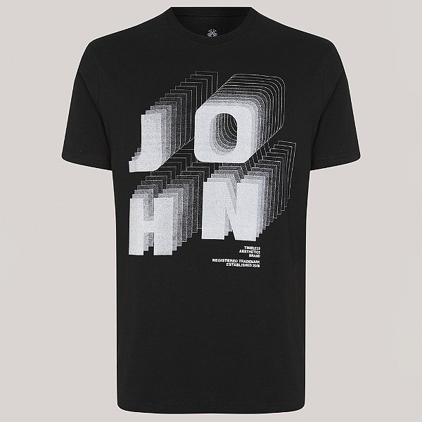 Camiseta John John Regular Distortion Pr26 Preto Masculino