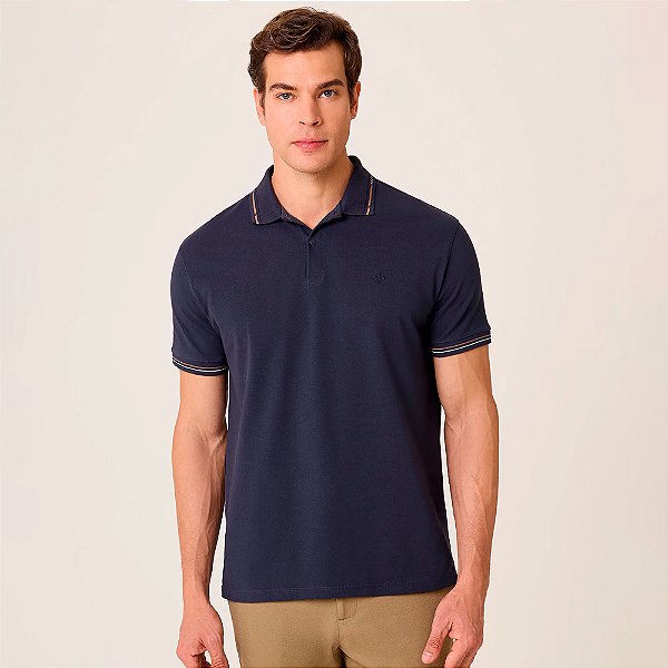 Camisa Polo Dudalina Jacquard Diagona Ve26 Marinho Masculino