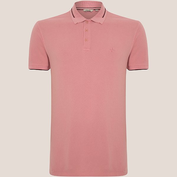 Camisa Polo Dudalina Piquet Jacquard Ve26 Rosa Masculino