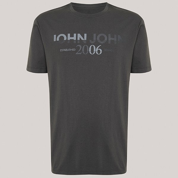 Camiseta John John Regular Double Strpe Pr26 Cinza Masculino