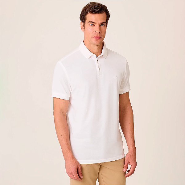 Camisa Polo Dudalina Piquet Texture Ve26 Off White Masculino