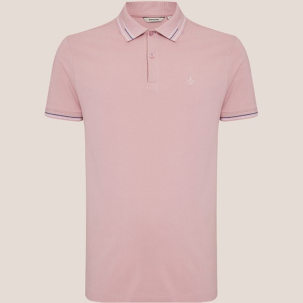 Camisa Polo Dudalina Jacquard Frisos Ve26 Rosa Masculino