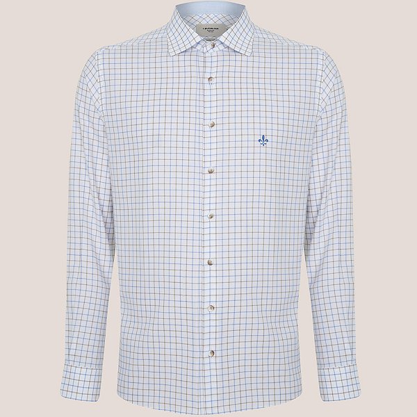 Camisa Slim Dudalina Oxford Xadrez Ve26 Branco Masculino