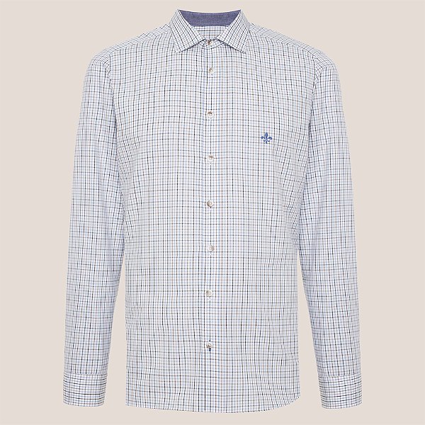 Camisa Dudalina Milano Xadrez Ve26 Azul Masculino