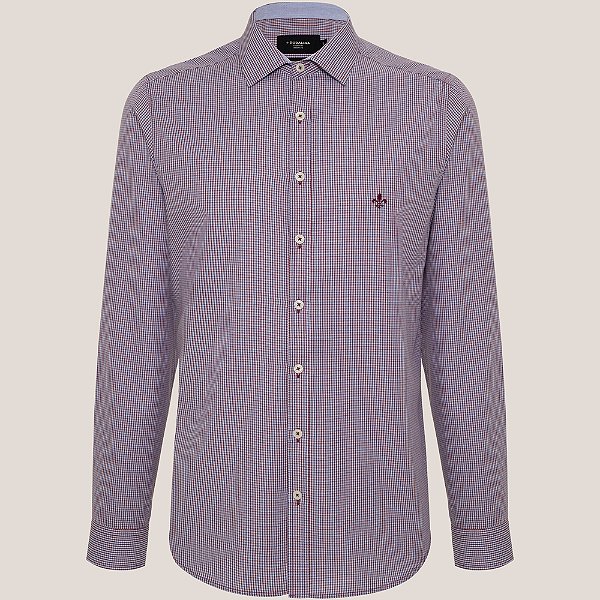 Camisa Dudalina Milano Microxadrez Ve26 Bordô Masculino