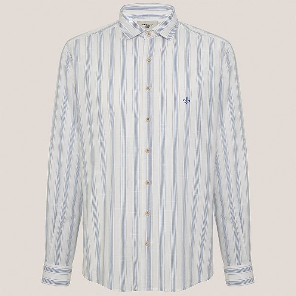 Camisa Slim Dudalina Slub Listrada Ve26 Branco Masculino