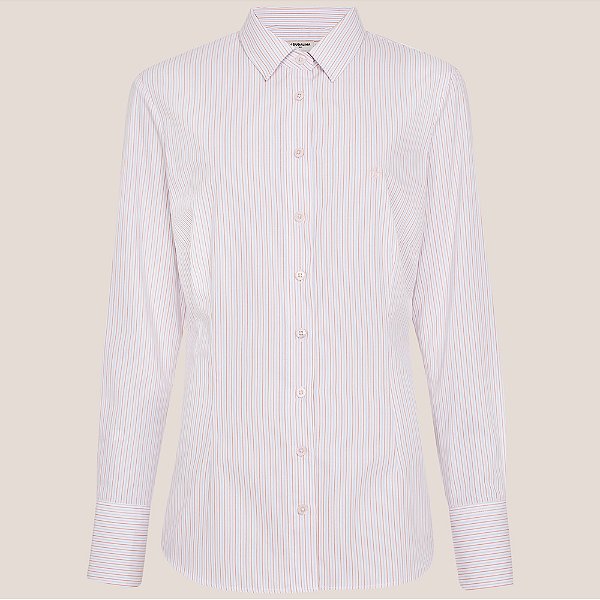 Camisa Slim Dudalina Listrada Ve26 Off White Feminino