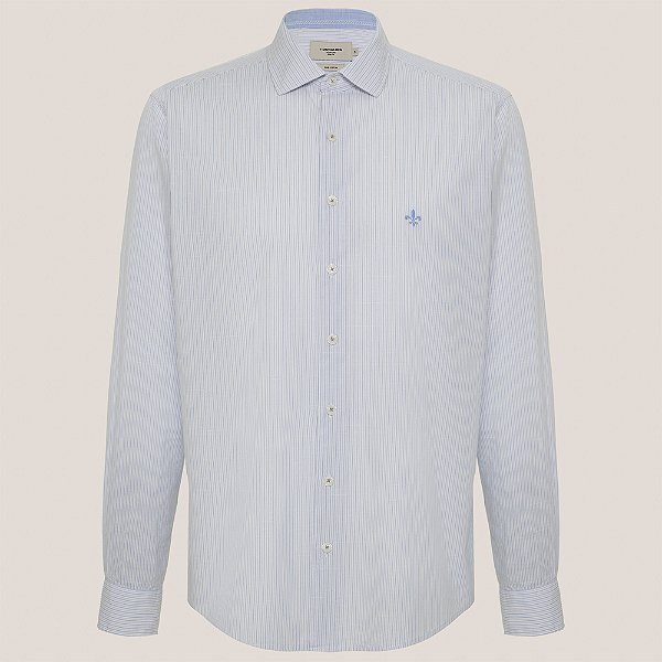 Camisa Slim Dudalina Listrada Slub Ve26 Branco Masculino