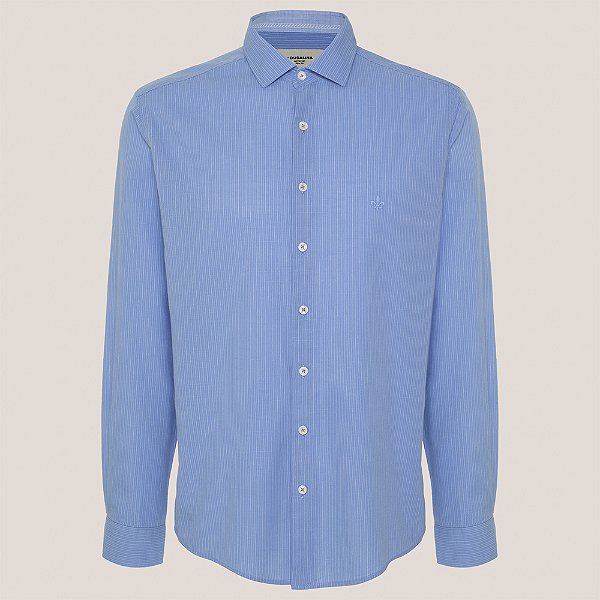 Camisa Slim Dudalina Listrada Slub Ve26 Azul Masculino