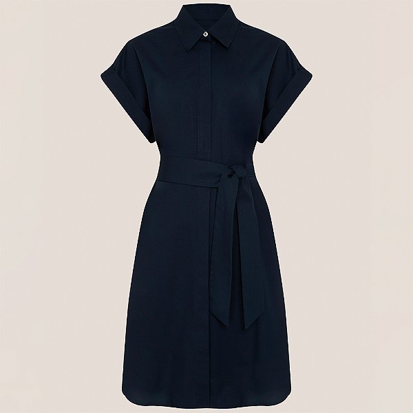 Vestido Chemise Dudalina Curto Liso Ve26 Azul Feminino