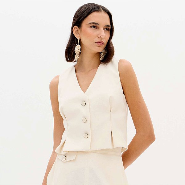 Colete Lança Perfume Alfaiataria Ve26 Off White Feminino