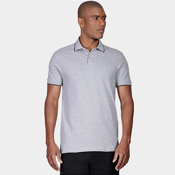 Camisa Polo Aramis Classic Friso Ve26 Cinza Masculino