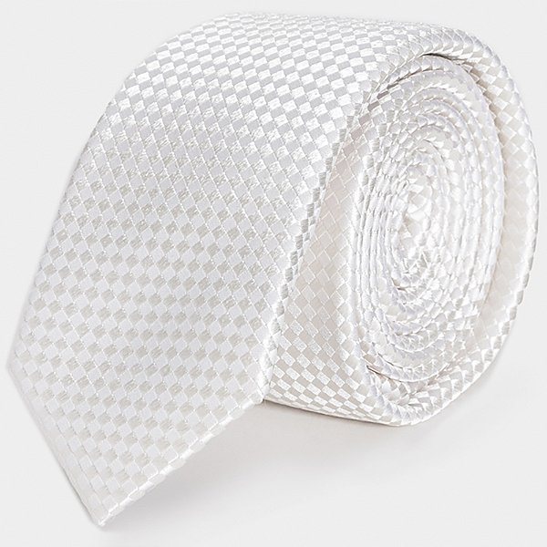 Gravata Aramis Jacquard Seda Checkers Ve26 Branco Masculino