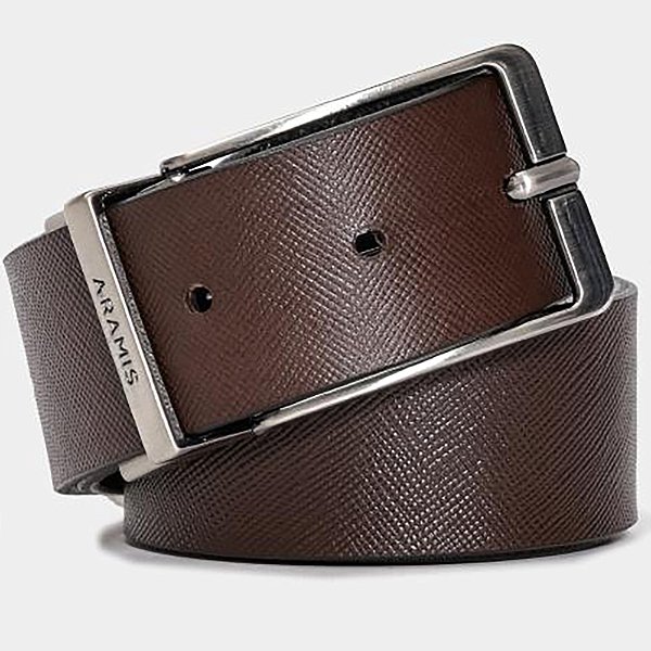 Cinto Aramis Dupla Face Saffiano Sun Ve26 Marrom Masculino