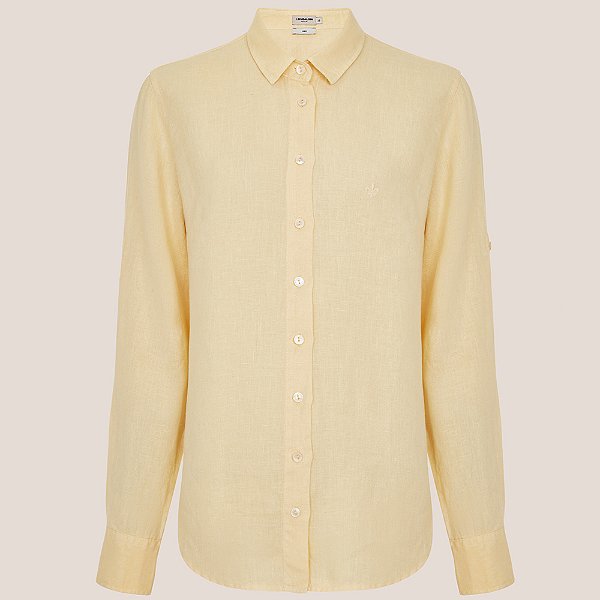 Camisa Dudalina Regular Linho Ve26 Amarelo Feminino