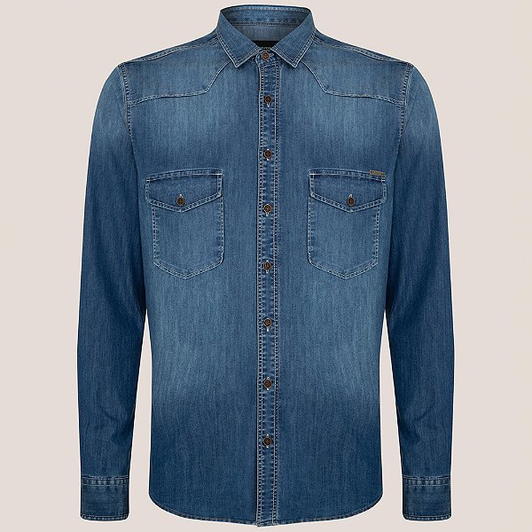 Camisa Jeans Dudalina Slim Dry Pr26 Marinho Masculino