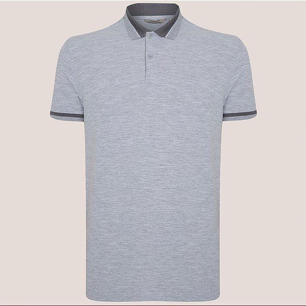 Camisa Polo Dudalina Gola Jacquard Pr26 Cinza Masculino