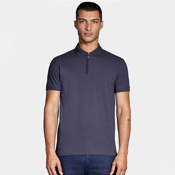 Camisa Polo Aramis Piquet Zip Ve26 Azul Masculino