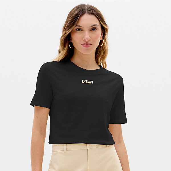 Camiseta Easy Lança Perfume Baby Look Ve26 Preto Feminino