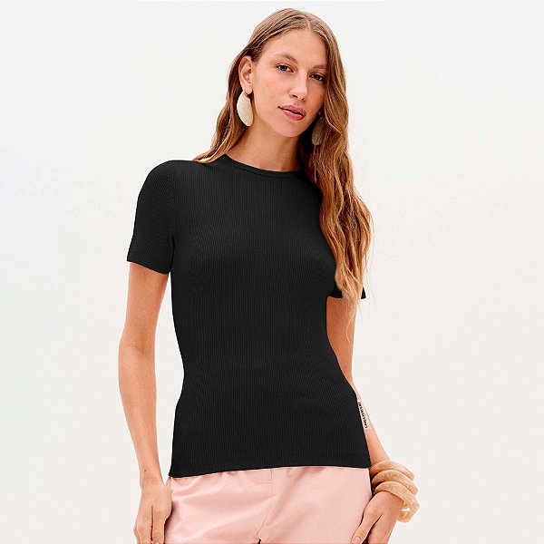 Blusa Lança Perfume Canelada Ve26 Preto Feminino
