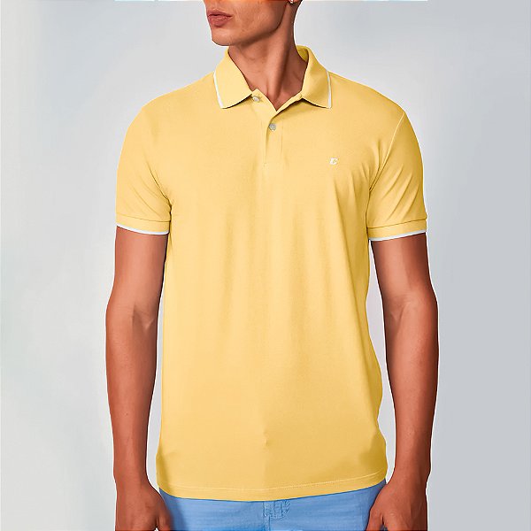 Camisa Polo Colcci One Logo Ve26 Amarelo Masculino
