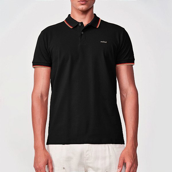 Camisa Polo Colcci Dual Line Ve26 Preto Masculino