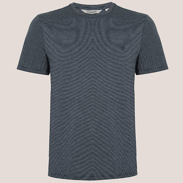 Camiseta Dudalina Mini Listras Pr26 Marinho Masculino
