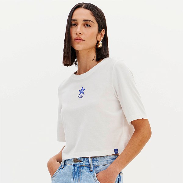 Camiseta Cropped Easy Lança Perfume Ve26 Off White Feminino