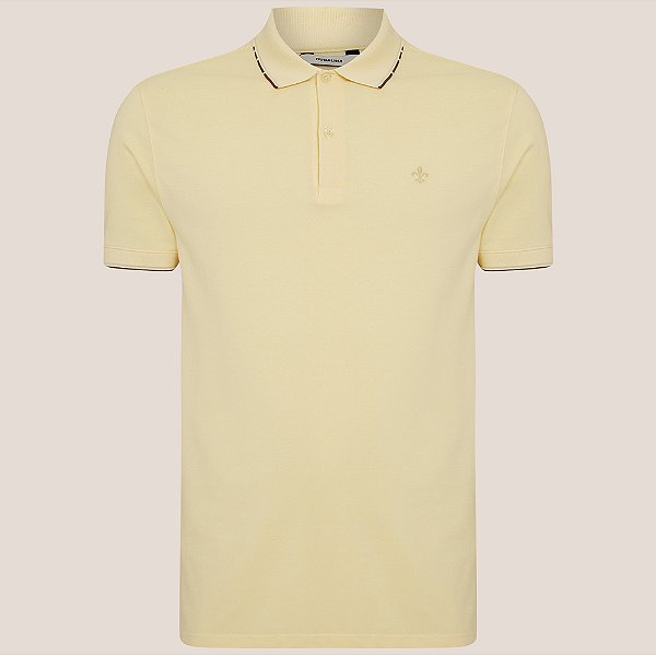 Camisa Polo Dudalina Jacquard Frisos Ve26 Amarelo Masculino