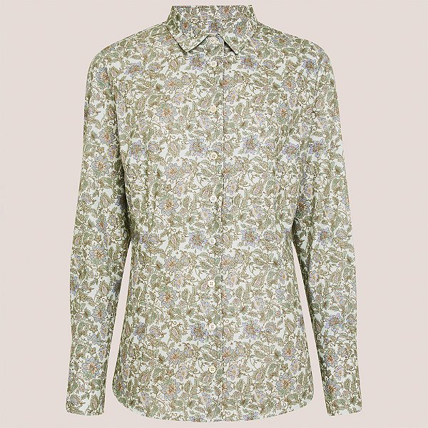 Camisa Slim Dudalina Floral Ve26 Verde Feminino