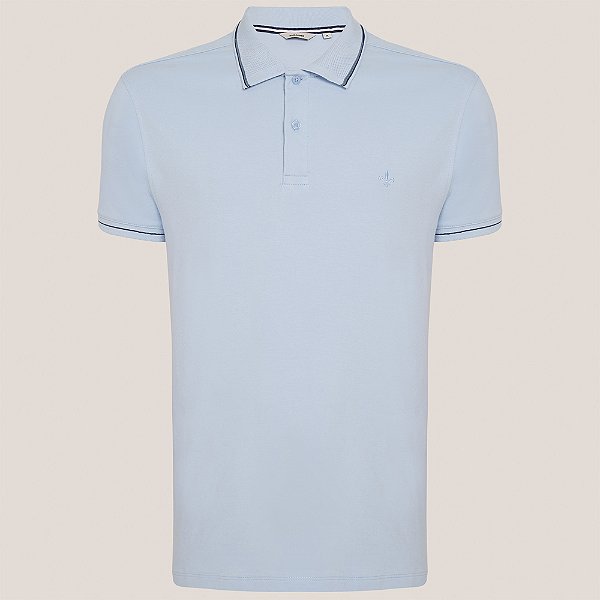 Camisa Polo Dudalina Jacquard Gola Ve26 Azul Masculino