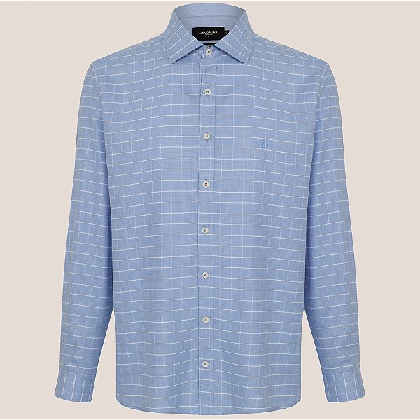 Camisa Dudalina Comfort Oxford Xadrez Ve26 Azul Masculino