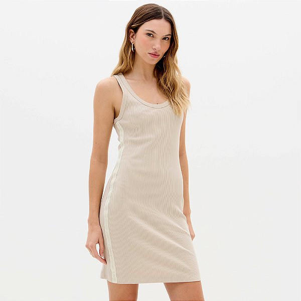Vestido Curto Easy Lança Perfume Gorgurão Ve26 Bege Feminino