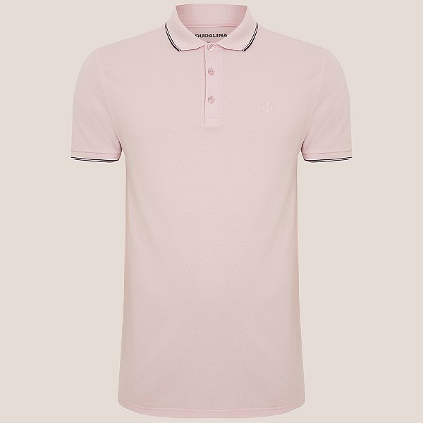 Camisa Polo Dudalina Frisos Degradê Ve26 Rosa Masculino